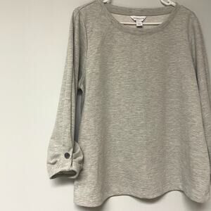 Liz Claiborne Womens Lagenlook Minimalist Top Size L Gray Comfy Casual Slouchy